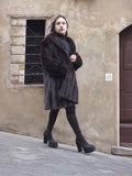 Dark Ranch Black Mink Fur Jacket Coat L/XL
