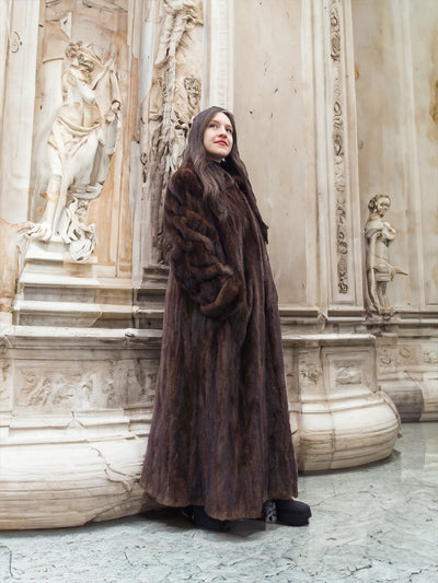 Mahogany Lunaraine Canadian Mink Fur Coat L to XXL 52" Long