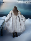 "Echo Glacier" – Blue Fox Full-Length Fur Coat S