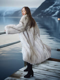 "Echo Glacier" – Blue Fox Full-Length Fur Coat S