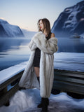 "Echo Glacier" – Blue Fox Full-Length Fur Coat S