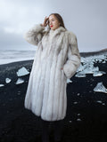 "Echo Glacier" – Blue Fox Full-Length Fur Coat S