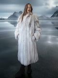 "Echo Glacier" – Blue Fox Full-Length Fur Coat S