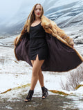 Open vintage red fox coat in snowy setting