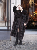 Chic mahogany mink fur coat with a plush texture, styled for a sophisticated winter outfit. A must-have for luxury fashion lovers.