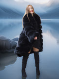 Vulpine Noire – Black Fox Coat with a Shawl Collar S