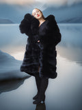 Vulpine Noire – Black Fox Coat with a Shawl Collar S
