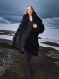Vulpine Noire – Black Fox Coat with a Shawl Collar S