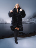 Vulpine Noire – Black Fox Coat with a Shawl Collar S