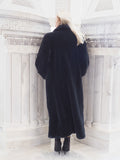Black Canadian Sheared Beaver Fur Coat Full Length M