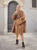 Vintage Pastel Canadian Brown Mink Fur Coat 88" Swing Stroller XL/3XL
