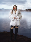 "Ice Blossom" – Pale Blue Fox Fur Coat – Shawl Collar & Lavish Volume