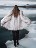"Ice Blossom" – Pale Blue Fox Fur Coat – Shawl Collar & Lavish Volume