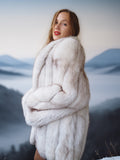 "Ice Blossom" – Pale Blue Fox Fur Coat – Shawl Collar & Lavish Volume
