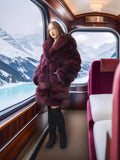 "Cabin No. 5" - Burgundy Fox Fur Jacket Stroller Length XS