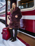 "Cabin No. 5" - Burgundy Fox Fur Jacket Stroller Length XS