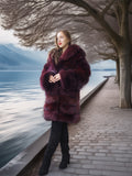 "Cabin No. 5" - Burgundy Fox Fur Jacket Stroller Length XS