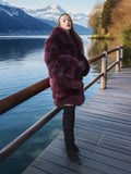 "Cabin No. 5" - Burgundy Fox Fur Jacket Stroller Length XS