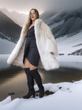 "Winter Queen" – White Fox Coat with Dramatic Collar and Voluminous Silhouette