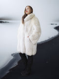 "Winter Queen" – White Fox Coat with Dramatic Collar and Voluminous Silhouette