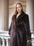 The Contessa – Long Mahogany Mink Fur Coat Modern Classic