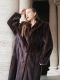 The Contessa – Long Mahogany Mink Fur Coat Modern Classic