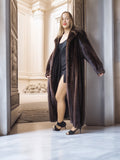The Contessa – Long Mahogany Mink Fur Coat Modern Classic