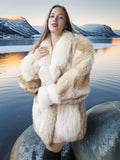 Frosted Ember - Coyote Fur Jacket With Shadow Fox Size S