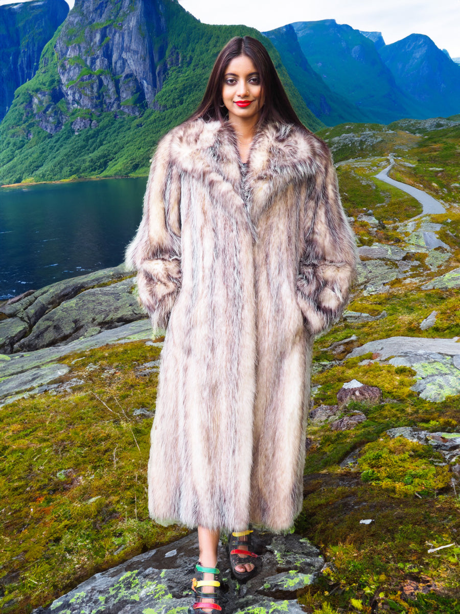 Possum Fur Coat Coats Large Plush Shawl Collar M Purple Shoshana Furs