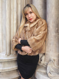 Vintage Trendy Pastel Beige Canadian Mink Fur Opera Jacket S/M