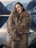 “The Storm Muse” — Raccoon Fur Jacket with Voluminous Collar & Arctic Allure