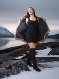 “The Storm Muse” — Raccoon Fur Jacket with Voluminous Collar & Arctic Allure