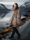 “The Storm Muse” — Raccoon Fur Jacket with Voluminous Collar & Arctic Allure