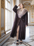 The Château Whisper – Vintage Dior Mahogany Mink Fur Coat with Crystal Fox Collar