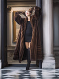 "Velvet Empire" – Mahogany Mink Fur Coat – Power Draped in Grace L to XXL