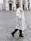 The Chevron Heiress - Pearl & Sapphire Herringbone Mink Coat in Full-Length Drama S
