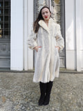 The Chevron Heiress - Pearl & Sapphire Herringbone Mink Coat in Full-Length Drama S