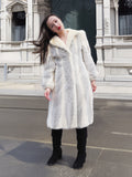 The Chevron Heiress - Pearl & Sapphire Herringbone Mink Coat in Full-Length Drama S