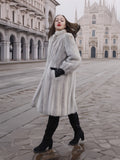 Sapphire Grey Mink Fur Coat S Petit Excellent in motion, highlighting its natural fur flow and timeless luxury appeal.