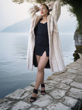 Via Veneto – Cream Sheared Beaver Fur Coat, Couture Finish