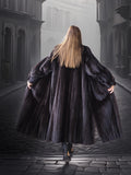 "Black Venus"- Black Mink Coat with Dramatic Sweep and Sculpted Collar