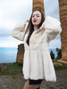 Snow Queen Dream - Beige Pearl Hooded female Mink Fur Coat Jacket S