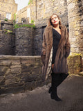 Fisher Sable Fur Coat in stone courtyard