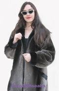Phantom Sheared Beaver Fur Coat/Bomber M - Purple Shoshana Furs