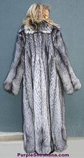 Sensational Solid Silver Fox Canadian Fur Coat 94" Sweep M/L - Purple Shoshana Furs