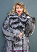 Sensational Solid Silver Fox Canadian Fur Coat 94" Sweep M/L - Purple Shoshana Furs