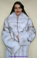 Gorgeous Plush Blue Fox Solid Silver Fur Coat Stroller M/L/XL  Made in Canada - Purple Shoshana Furs