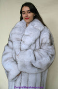 Gorgeous Plush Blue Fox Solid Silver Fur Coat Stroller M/L/XL  Made in Canada - Purple Shoshana Furs