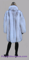 Plush Blue Fox Fur Coat Stroller M/L - Purple Shoshana Furs