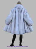Plush Blue Fox Fur Coat Stroller M/L - Purple Shoshana Furs